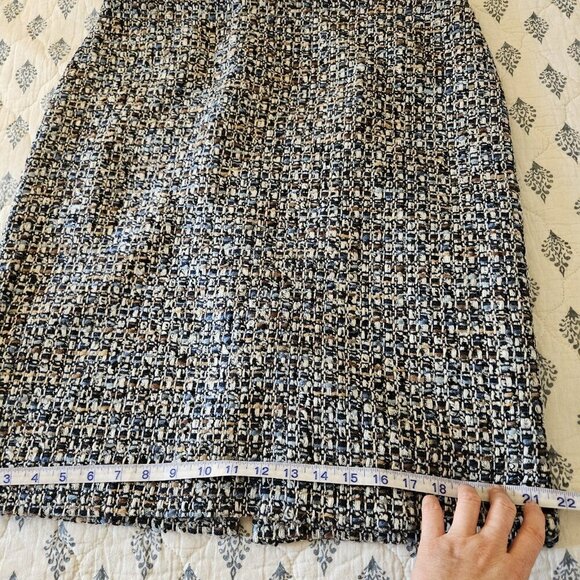 Talbots Women’s Size 14 Tweed Wool Blend Pencil Skirt Blue Black Lined Career - Picture 8 of 14